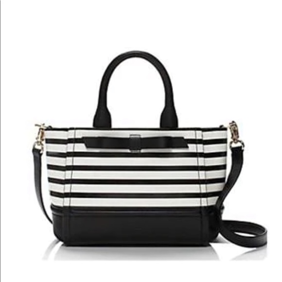 🖤🤍 KATE SPADE New York CHELSEA PARK STRIPE GIGI SATCHEL/Crossbody 🤍🖤 NWT - Picture 3 of 16